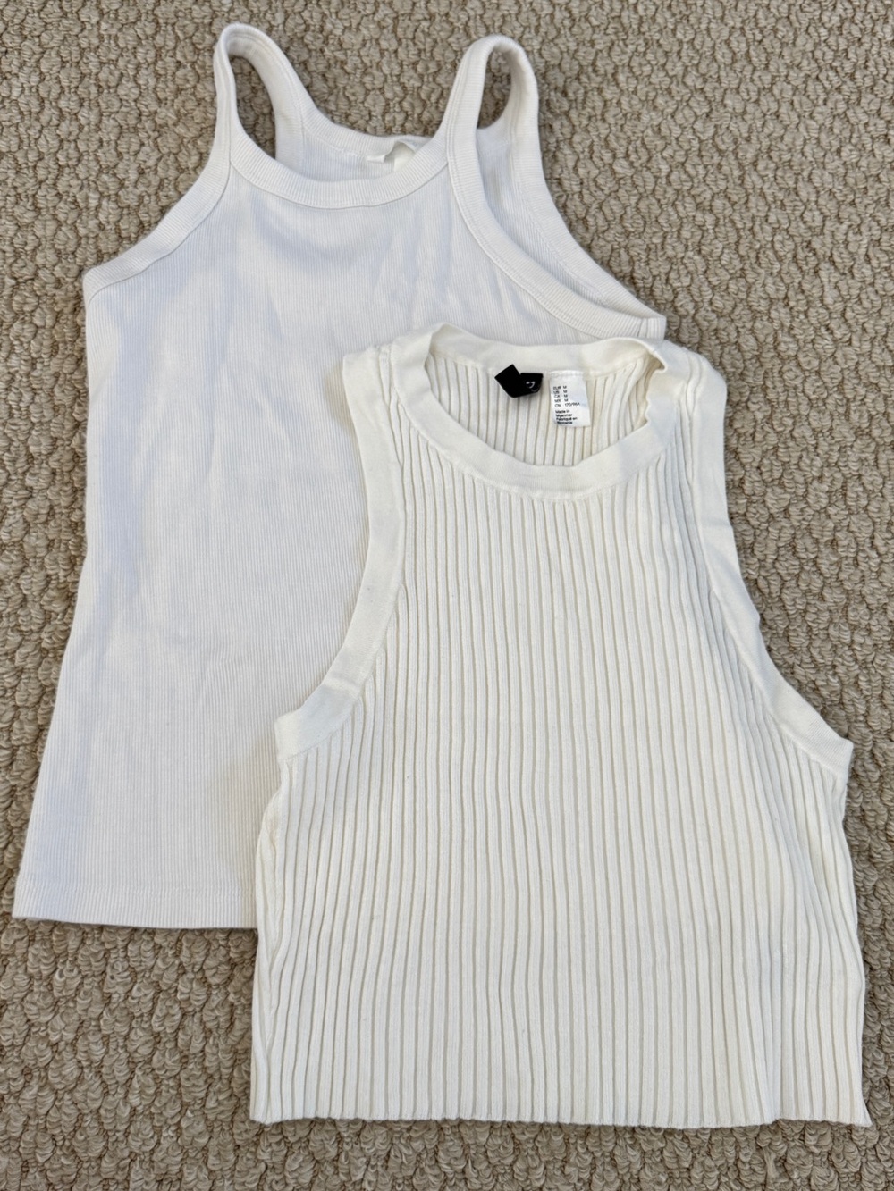 H&M White Ribbed Tank & White Racerback Tank Set